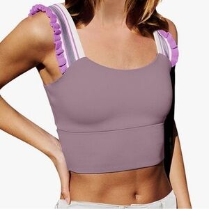 Purple Mauve Ruffle Strap Crop Top like Free People Movement